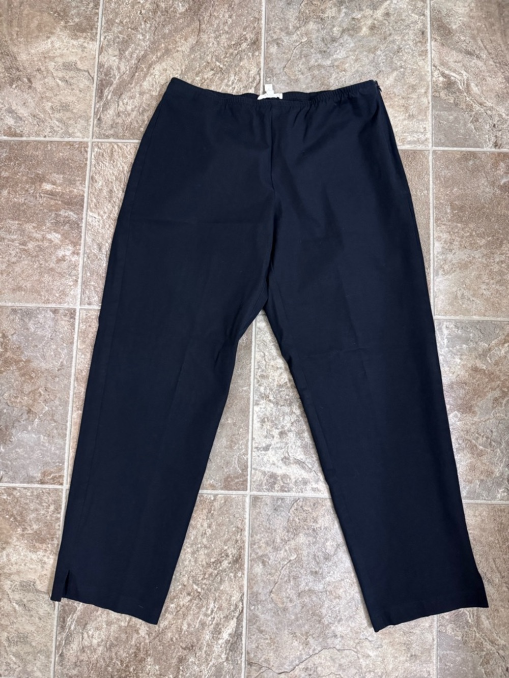 Eileen Fisher Women’s M Black Organic Cotton Pull-On Pants with Side Zip